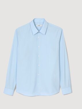 SANDRO Men’s Slim Fit Seamless Stretch Shirt Light Blue Bleu Ciel XXL